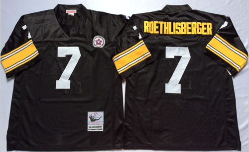 Mitchell And Ness Steelers #7 Ben Roethlisberger Black Throwback Stitched NFL Jersey