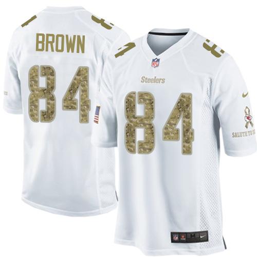 Nike Steelers #84 Antonio Brown White Men's Stitched NFL Limited Salute to Service Jersey