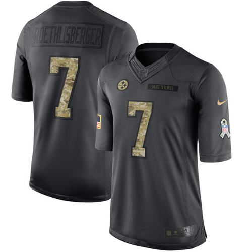 Nike Steelers #7 Ben Roethlisberger Black Men's Stitched NFL Limited 2016 Salute to Service Jersey