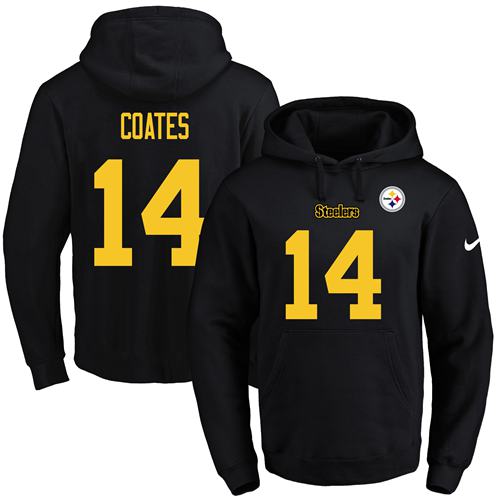 Nike Steelers #14 Sammie Coates Black(Gold No.) Name & Number Pullover NFL Hoodie