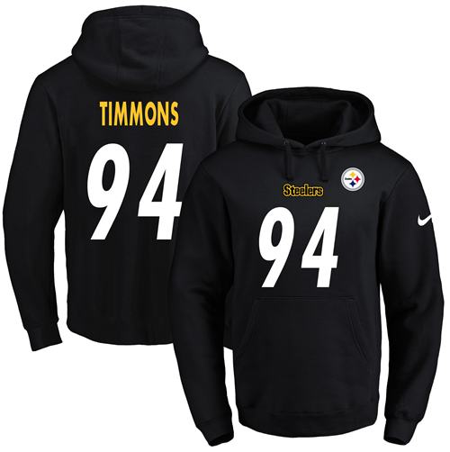 Nike Steelers #94 Lawrence Timmons Black Name & Number Pullover NFL Hoodie