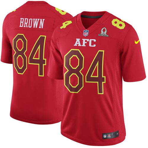 Nike Steelers #84 Antonio Brown Red Men's Stitched NFL Game AFC 2017 Pro Bowl Jersey