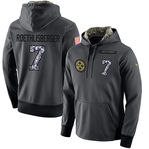 NFL Men's Nike Pittsburgh Steelers #7 Ben Roethlisberger Stitched Black Anthracite Salute to Service Player Performance Hoodie