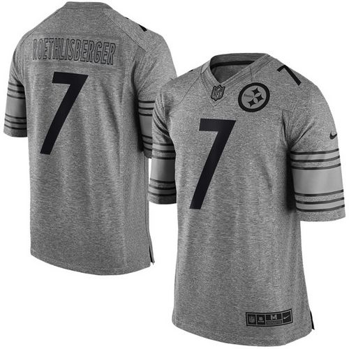 Nike Steelers #7 Ben Roethlisberger Gray Men's Stitched NFL Limited Gridiron Gray Jersey