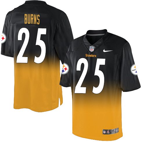 Nike Steelers #25 Artie Burns Black/Gold Men's Stitched NFL Elite Fadeaway Fashion Jersey