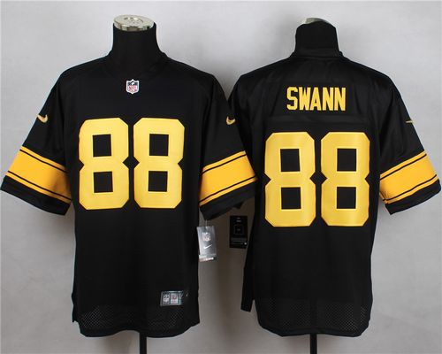 Nike Steelers #88 Lynn Swann Black(Gold No.) Men's Stitched NFL Elite Jersey