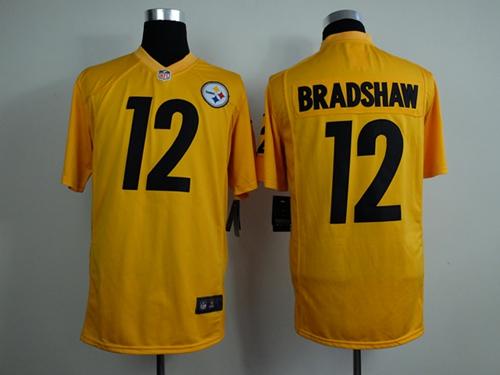 Nike Steelers #12 Terry Bradshaw Gold Men's Stitched NFL Game Jersey