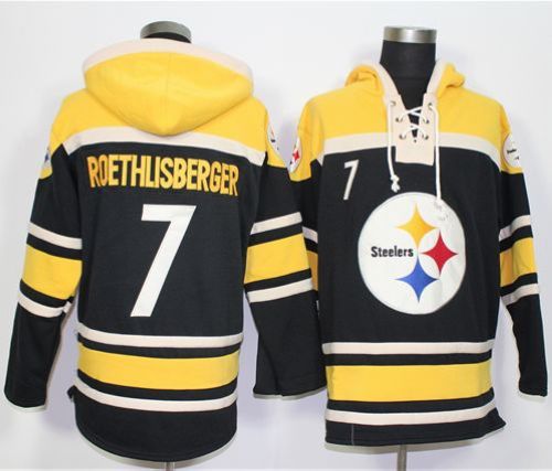 Nike Steelers #7 Ben Roethlisberger Black Sawyer Hooded Sweatshirt NFL Hoodie