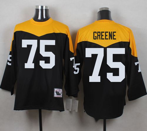 Mitchell And Ness 1967 Steelers #75 Joe Greene Black/Yelllow Throwback Men's Stitched NFL Jersey