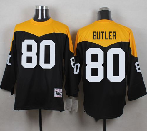 Mitchell And Ness 1967 Steelers #80 Jack Butler Black/Yelllow Throwback Men's Stitched NFL Jersey