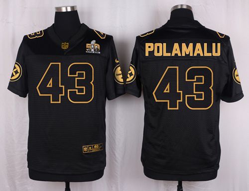 Nike Steelers #43 Troy Polamalu Black Men's Stitched NFL Elite Pro Line Gold Collection Jersey