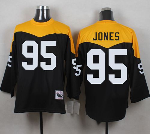 Mitchell And Ness 1967 Steelers #95 Jarvis Jones Black/Yelllow Throwback Men's Stitched NFL Jersey