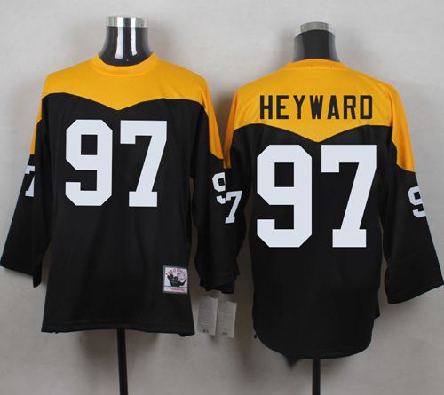 Mitchell And Ness 1967 Steelers #97 Cameron Heyward Black/Yelllow Throwback Men's Stitched NFL Jersey