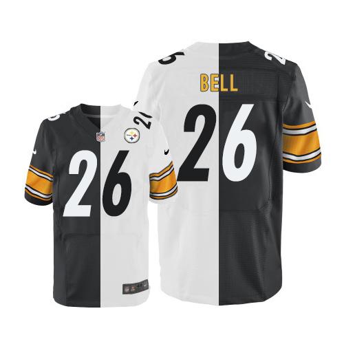 Nike Steelers #26 Le'Veon Bell White/Black Men's Stitched NFL Elite Split Jersey