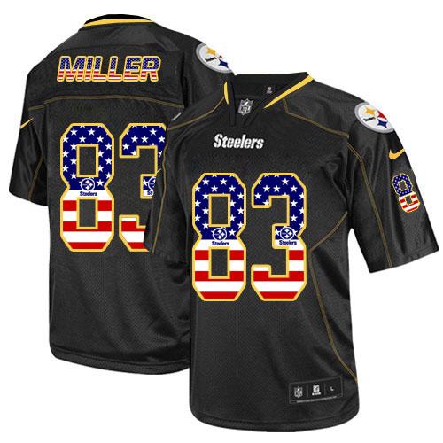 Nike Steelers #83 Heath Miller Black Men's Stitched NFL Elite USA Flag Fashion Jersey
