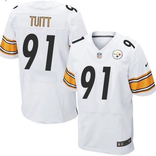 Nike Steelers #91 Stephon Tuitt White Men's Stitched NFL Elite Jersey