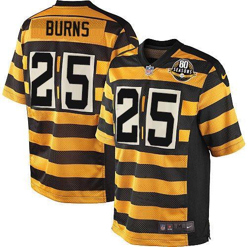 Nike Steelers #25 Artie Burns Yellow/Black Alternate Men's Stitched NFL 80TH Throwback Elite Jersey