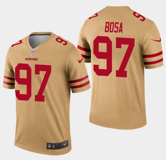 Men's San Francisco 49ers #97 Nick Bosa Gold Inverted Legend Stitched ...