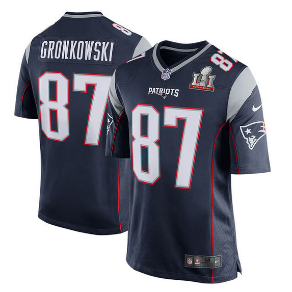 Men's New England Patriots #87 Rob Gronkowski Nike Navy Stitched Super Bowl LI Bound Game NFL Jersey