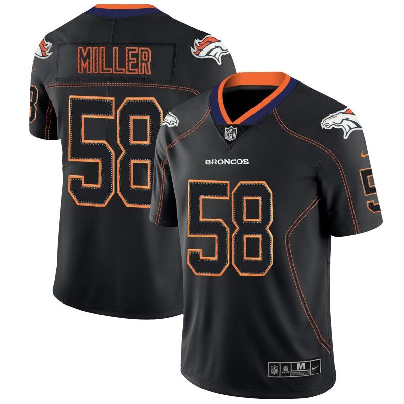 Men's Broncos #58 Von Miller NFL 2018 Lights Out Black Color Rush Limited Jersey