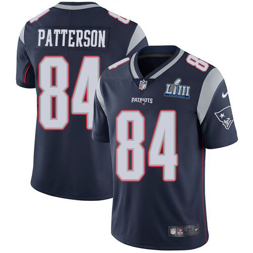 Men's New England Patriots #84 Cordarrelle Patterson Navy Blue White Super Bowl LIII Vapor Untouchable Limited Stitched NFL Jersey