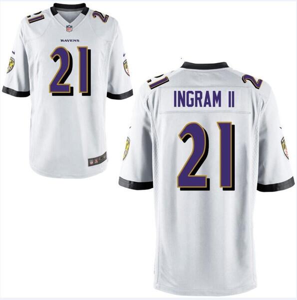 Men's Baltimore Ravens #21 Mark Ingram White NFL Jersey