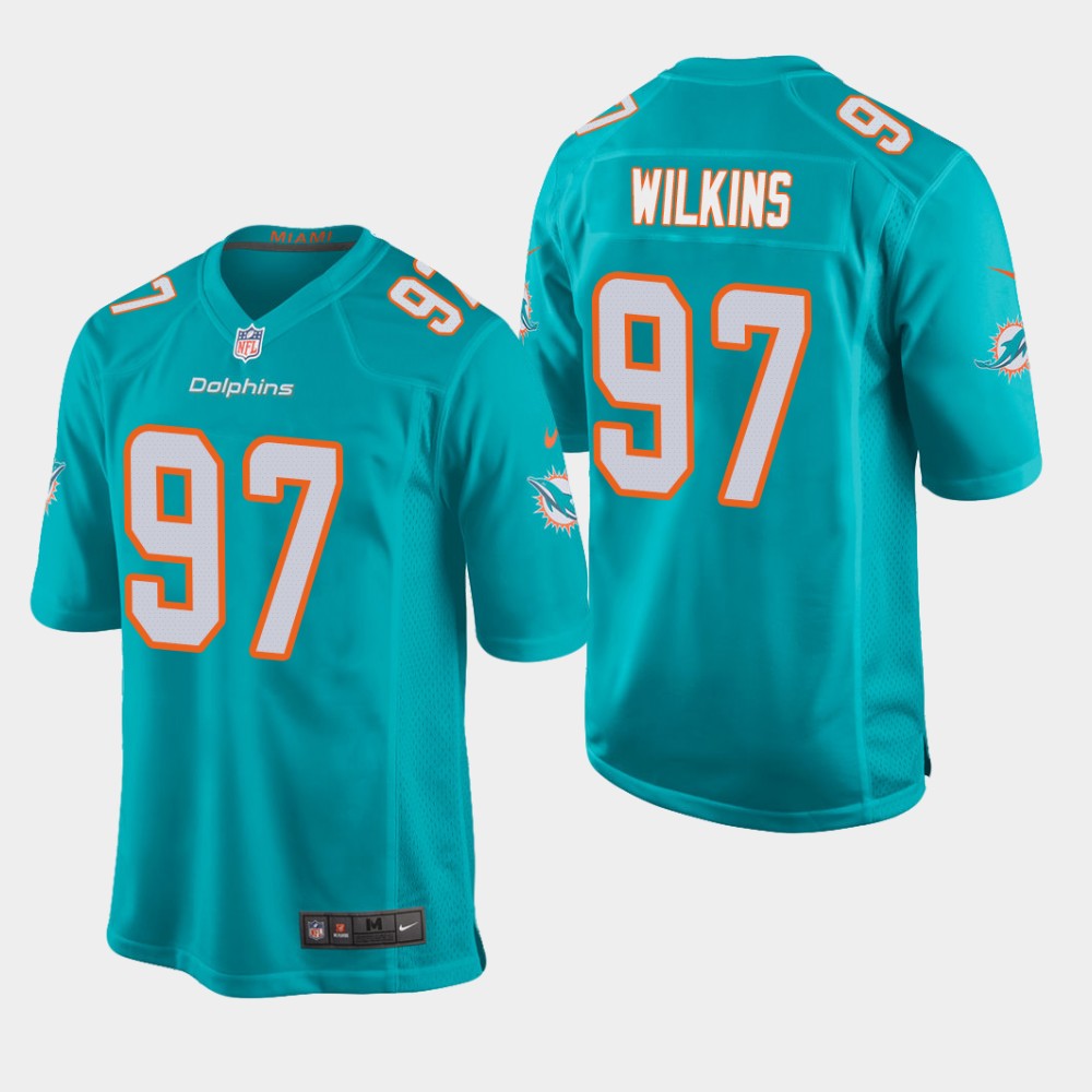 Men's Miami Dolphins #97 Christian Wilkins Aqua NFL Stitched Jersey