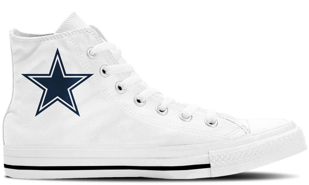 Women Or Youth NFL Dallas Cowboys Repeat Print High Top Sneakers 005