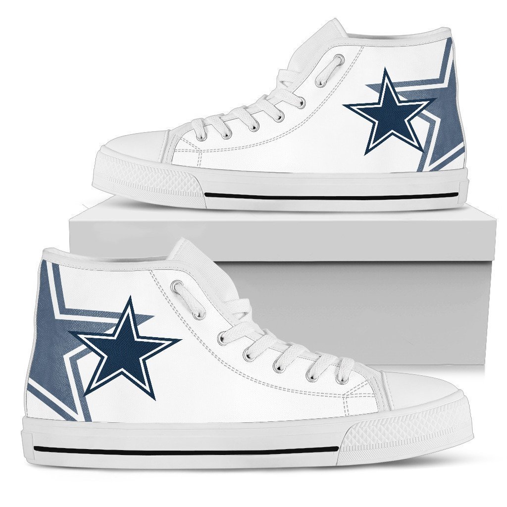 Women Or Youth NFL Dallas Cowboys Repeat Print High Top Sneakers 004