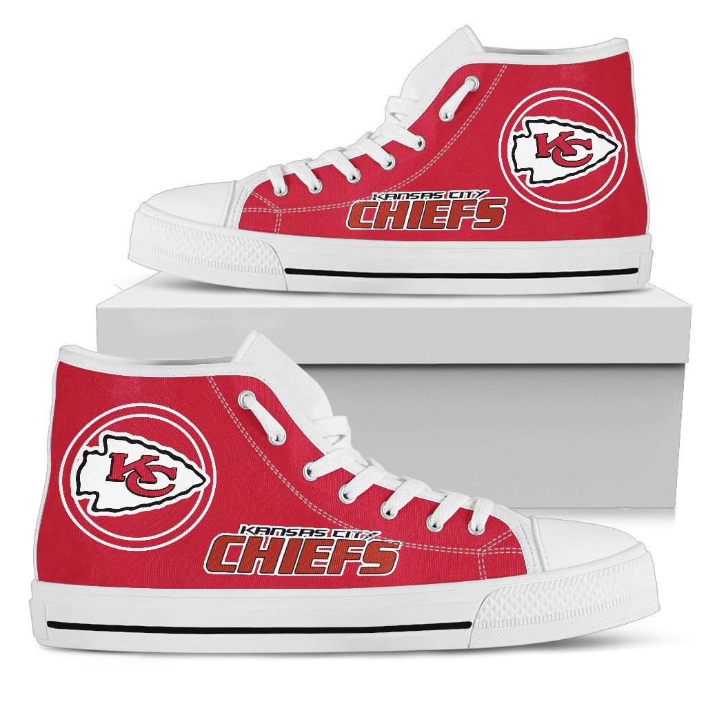 Women and Youth NFL Kansas City Chiefs Repeat Print High Top Sneakers 003