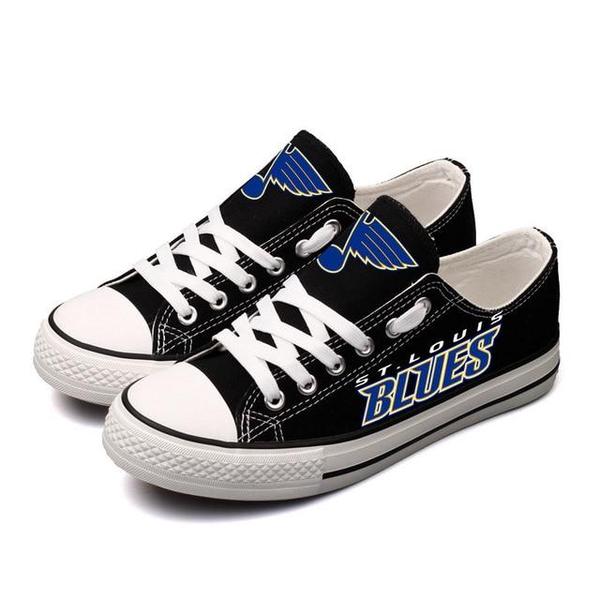 Women And Youth NHL St. Louis Blues Repeat Print Low Top Sneakers 005