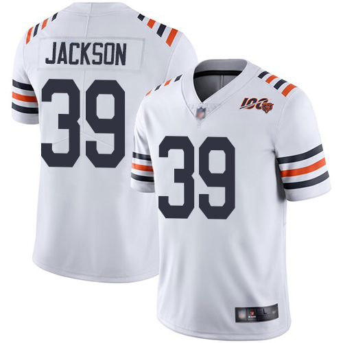 Men's Chicago Bears #39 Eddie Jackson White 2019 100th Season Limited Stitched NFL Jersey