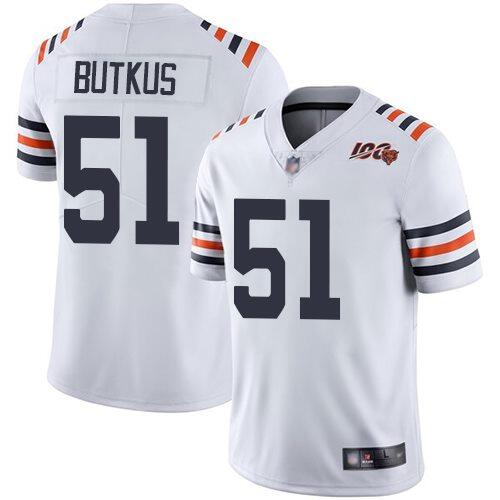 Men's Chicago Bears #51 Dick Butkus White 2019 100th Season Limited Stitched NFL Jersey