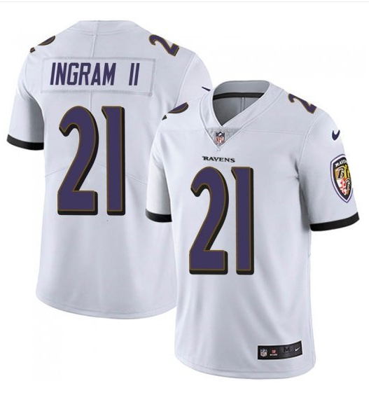 Men's Baltimore Ravens #21 Mark Ingram II Color Rush White Jersey