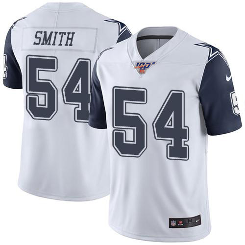Men's Dallas Cowboys #54 Jaylon Smith White Rush Color 2019 100th Season NFL Stitched Jersey