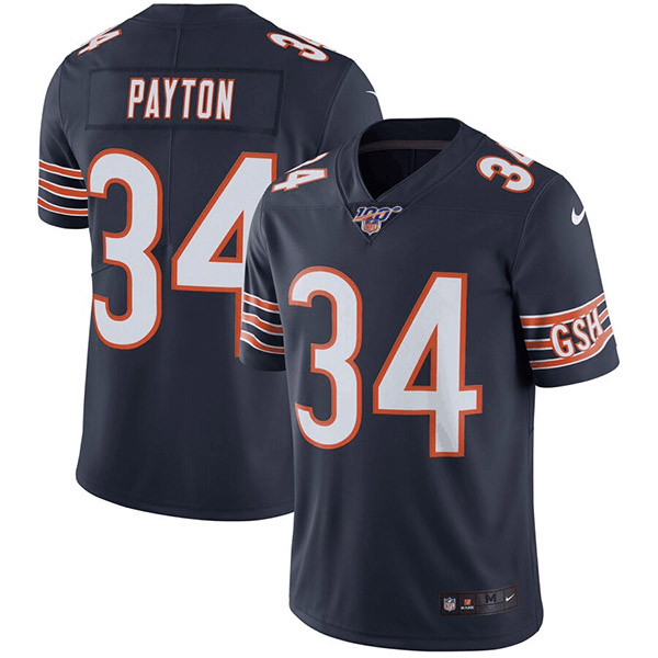 Men's Chicago Bears #34 Walter Payton Navy 2019 100th Season Vapor Untouchable Limited Stitched NFL Jersey