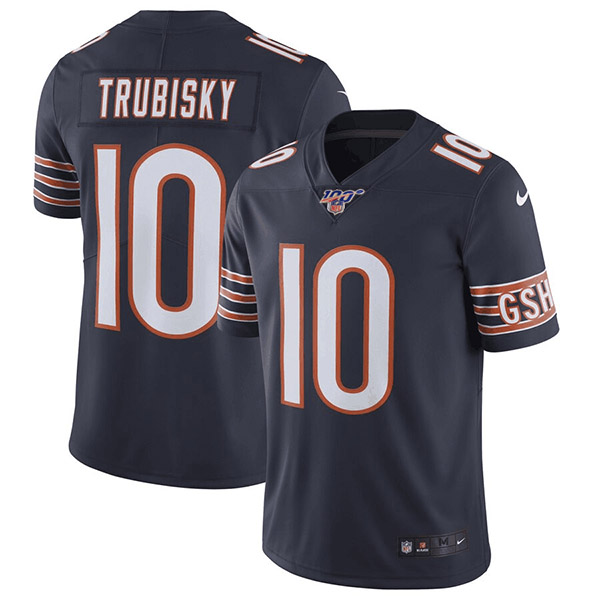 Men's Chicago Bears #10 Mitchell Trubisky Navy 2019 100th Vapor Untouchable Limited Stitched NFL Jersey