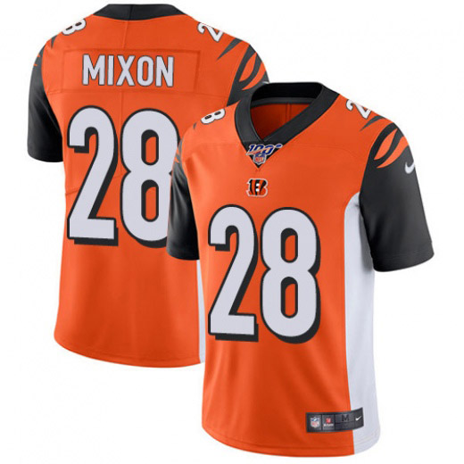 Men's Cincinnati Bengals #28 Joe Mixon Orange 100th Season Vapor Untouchable Limited Stitched NFL Jersey