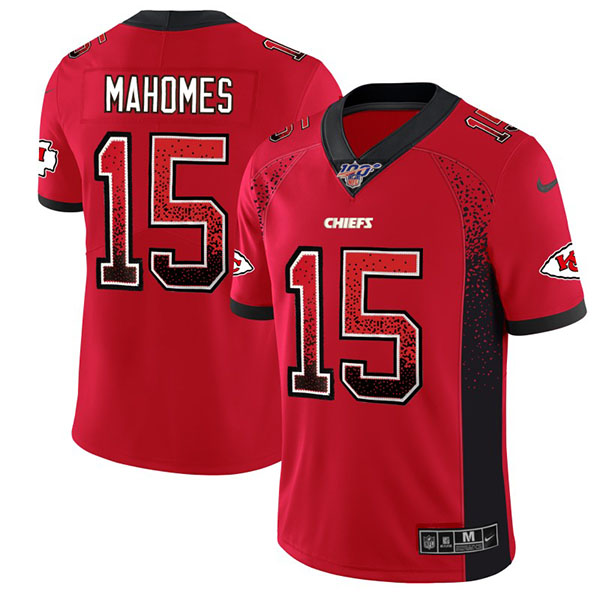 Men's Kansas City Chiefs #15 Patrick Mahomes Red 2019 100th Season Drift Fashion Color Rush Limited Stitched NFL Jersey