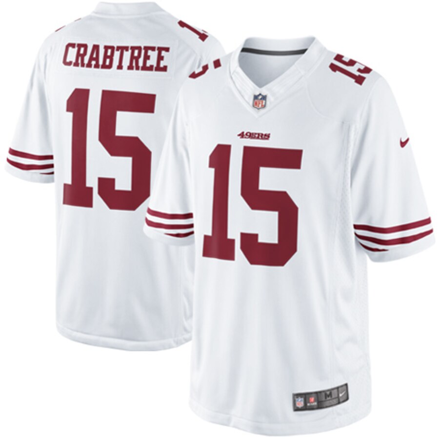 Men's San Francisco 49ers #15 15 Michael Crabtree White Limited Stitched NFL Jersey