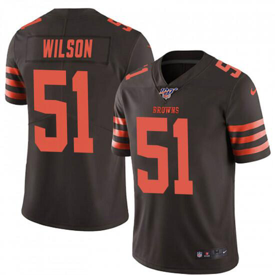 Men's Cleveland Browns #51 Mack Wilson Brown 2019 100th Season Color Rush Limited Stitched NFL Jersey