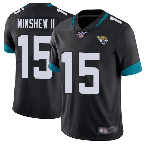 Men's Jacksonville Jaguars #15 Gardner Minshew II Black 2019 100th Season Vapor Untouchable Limited Stitched NFL Jersey.