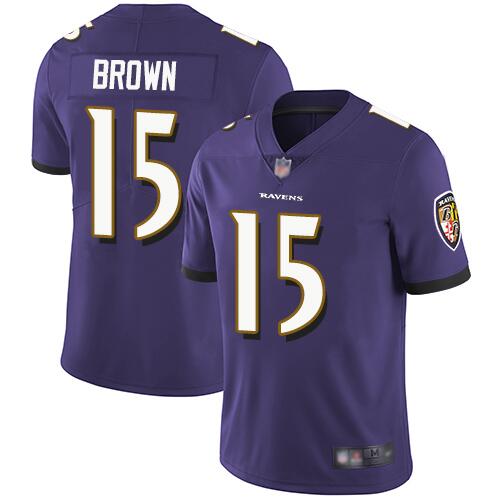 Men's Baltimore Ravens #15 Marquise Brown Purple Vapor Untouchable NFL Jersey