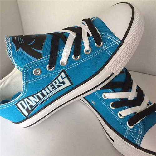 Women and Youth NFL Carolina Panthers Repeat Print Low Top Sneakers 004
