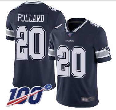 Men's Dallas Cowboys #20 Tony Pollard 2019 Blue 100th Season Vapor Untouchable Limited Stitched NFL Jersey