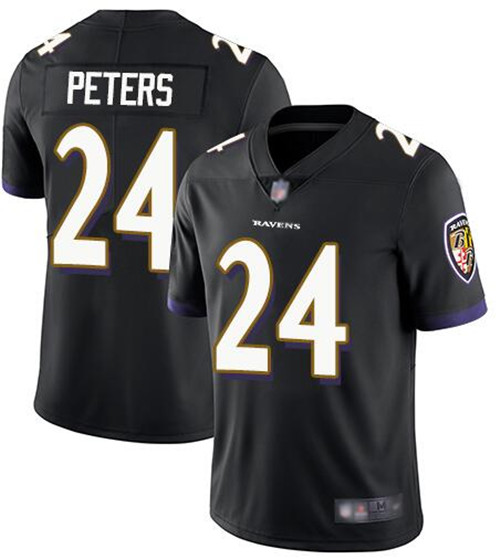 Men's Baltimore Ravens #24 Marcus Peters Black Vapor Untouchable NFL Jersey