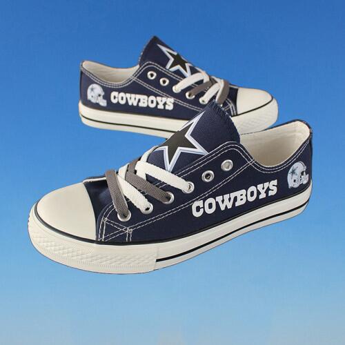 Women Or Youth NFL Dalls Cowboys Repeat Print Low Top Sneakers 014