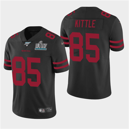 Men's San Francisco 49ers #85 George Kittle Black Super Bowl LIV Vaper Untouchable Limited Stitched NFL Jersey