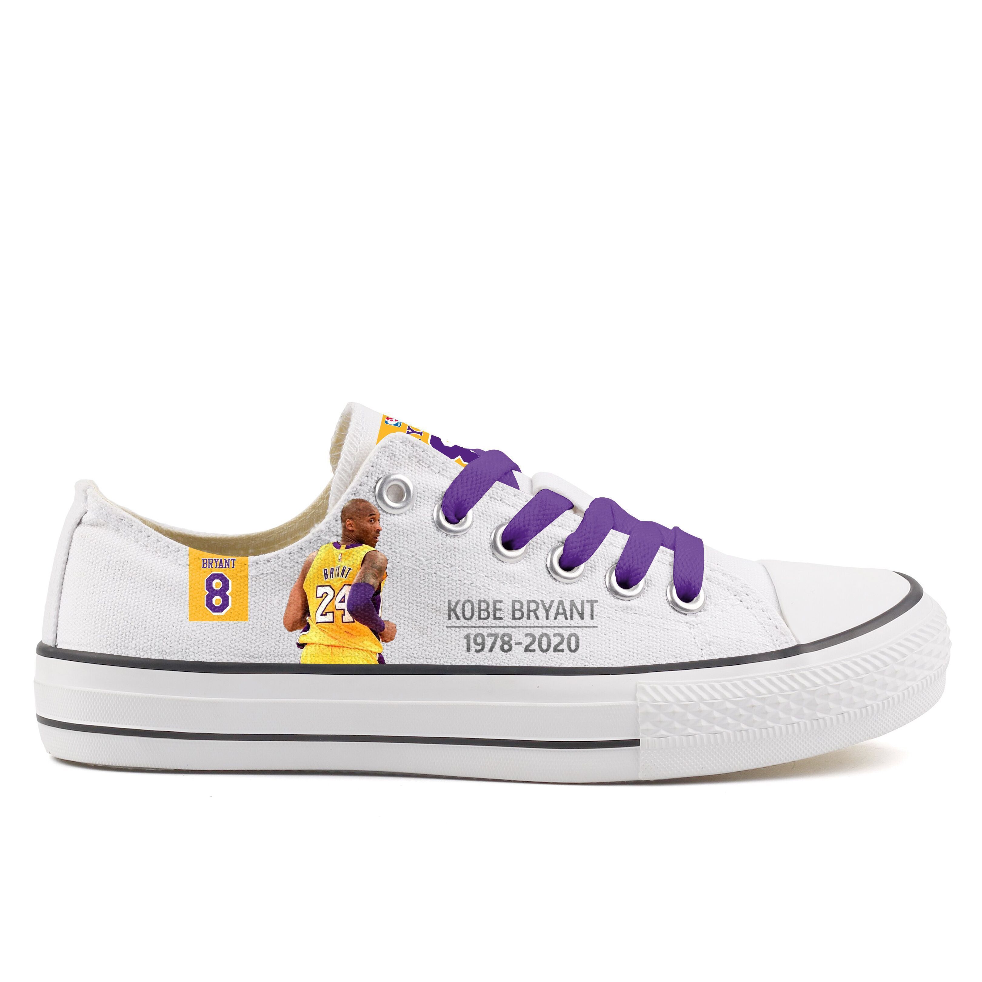Women's And Youth Lakers Kobe Bryant Repeat Print Low Top Sneakers 011