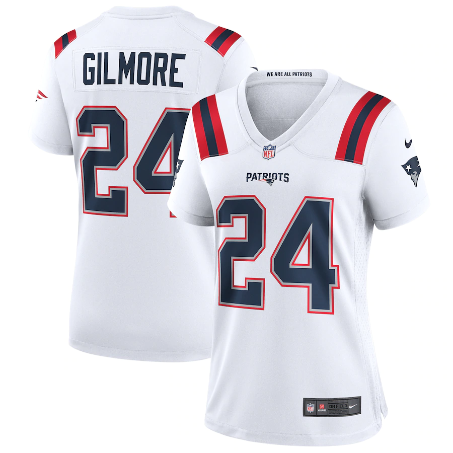 Women's New England Patriots #24 Stephon Gilmore White Stitched NFL Jersey